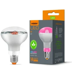 Kit Til Plante- & Urtedyrkning^LED-pære til plantedyrkning VIDEX-E27-R80-9W-FITO