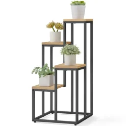 Discount Leobert Reol/Plantehylde 4 Hylder I Eg/Sorte Ben 78X9X41 Plantestativer