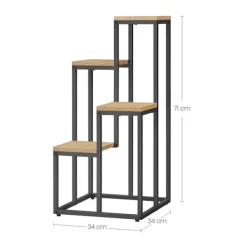 Discount Leobert Reol/Plantehylde 4 Hylder I Eg/Sorte Ben 78X9X41 Plantestativer
