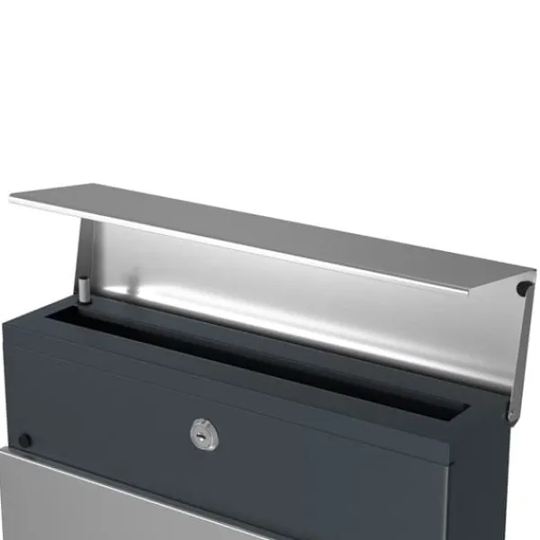 Postkasser & Brevindkast^Letterbox - Låsbar vægbrevkasse - Med avisrum - Moderne - Sølv