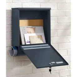 Postkasser & Brevindkast^Letterbox - Med avisbakke og navneskilt - Lås og nøgle - Anthracite