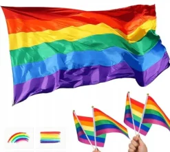 LGBT-flag 150x90 cm regnbueflag LGBTQ parade klistermærker vimpler Flag & Vindposer
