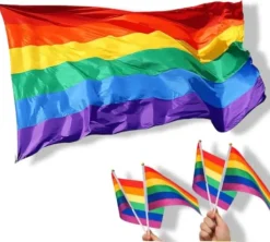 LGBT-flag 150x90 cm regnbueflag LGBTQ parade klistermærker vimpler Flag & Vindposer