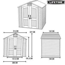 Skure, Garager & Carports^Lifetime Harpiks Opbevaringsskur 92300 3 M² Beige 214 X 142 X 227 cm