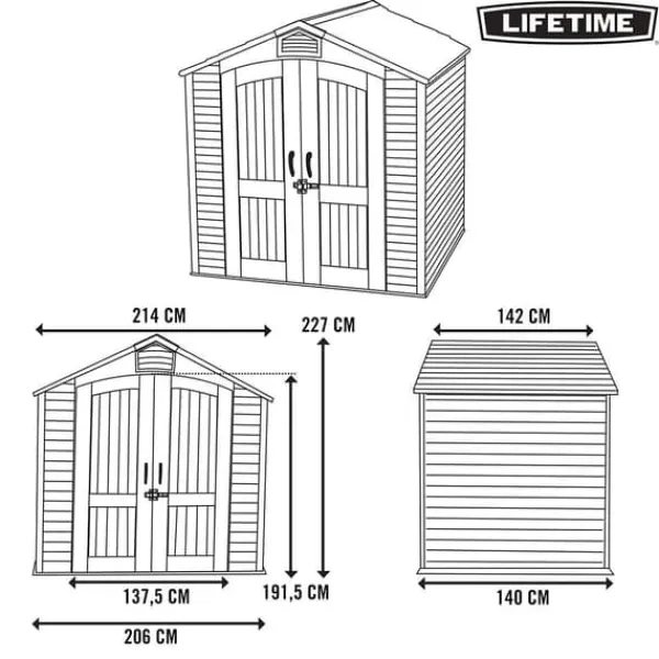 Skure, Garager & Carports^Lifetime Harpiks Opbevaringsskur 92300 3 M² Beige 214 X 142 X 227 cm
