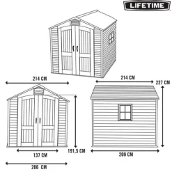 Skure, Garager & Carports^Lifetime Ultra-resistent Haveskur Med Vindue 214x213x227 Cm Uv100 Hvid