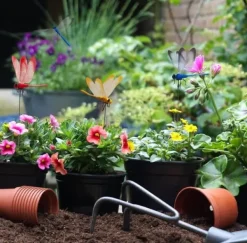 Lollanda 20 stk haveslædedekorationer, 3D guldsmede til indendørs og udendørs, altan, potter og blomsterdekorationer Havedekorationer