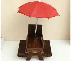 Til Fugle & Småvildt^Lollanda Bordsæt til egern – udendørs picnicbord med parasol til fodring af fugle og egern, dekorativ havestation