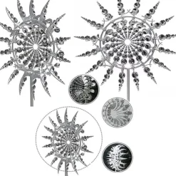 Vinddekoration^Lollanda 3D Metal Wind Wheel til have, solcelledrevet, rustfrit stål, stabil, støjsvag, dekorativ til terrasse og græsplæne