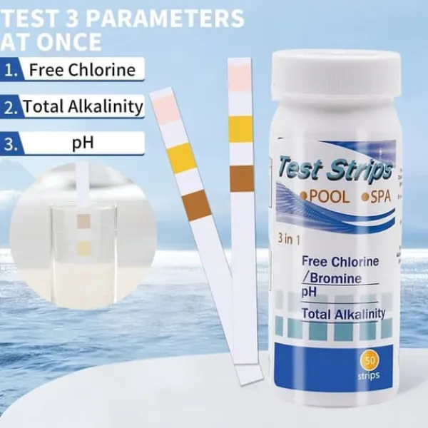 Clearance Lollanda 50-Pack 3-i-1 poolteststrimler og spa-teststrimler - pH, vandtester, alkalinitet, frit klor Pool- & Spatilbehør