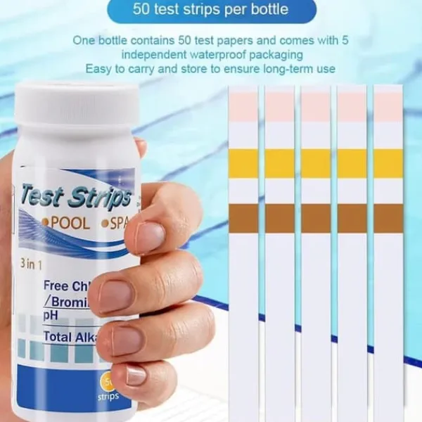 Clearance Lollanda 50-Pack 3-i-1 poolteststrimler og spa-teststrimler - pH, vandtester, alkalinitet, frit klor Pool- & Spatilbehør