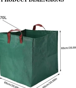 Havekurve^Lollanda 2-pak havetasker 270L – Stående havetasker med håndtag 65x65x65 cm, til blade, græs, brænde og haveaffald