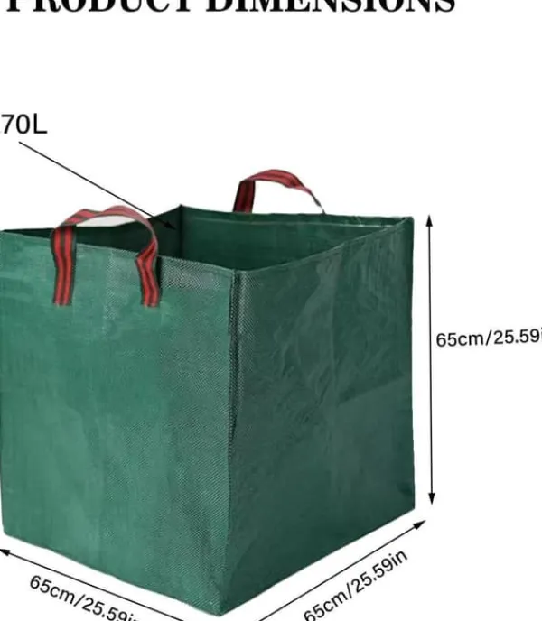Havekurve^Lollanda 2-pak havetasker 270L – Stående havetasker med håndtag 65x65x65 cm, til blade, græs, brænde og haveaffald
