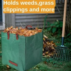 Havekurve^Lollanda 2-pak havetasker 270L – Stående havetasker med håndtag 65x65x65 cm, til blade, græs, brænde og haveaffald