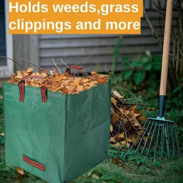 Havekurve^Lollanda 2-pak havetasker 270L – Stående havetasker med håndtag 65x65x65 cm, til blade, græs, brænde og haveaffald