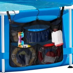 Pool- & Spatilbehør^Lollanda Poolopbevaring, Opbevaring til pool 61x51cm til legetøj – Netpose med ophængskrog, til pool, strandfester, camping og strandfester