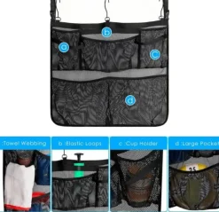Pool- & Spatilbehør^Lollanda Poolopbevaring, Opbevaring til pool 61x51cm til legetøj – Netpose med ophængskrog, til pool, strandfester, camping og strandfester