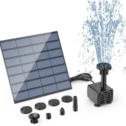 Lollanda Solar Powered Fountain – Solar vandpumpe med 6 dyser, til fuglebade, fiskedam og have Springvand & Damme