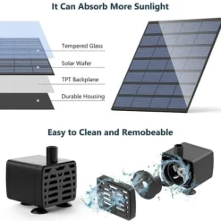Lollanda Solar Powered Fountain – Solar vandpumpe med 6 dyser, til fuglebade, fiskedam og have Springvand & Damme