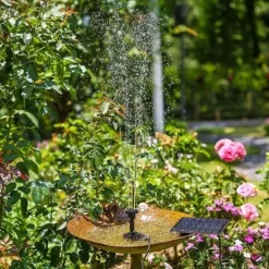 Lollanda Solar Powered Fountain – Solar vandpumpe med 6 dyser, til fuglebade, fiskedam og have Springvand & Damme
