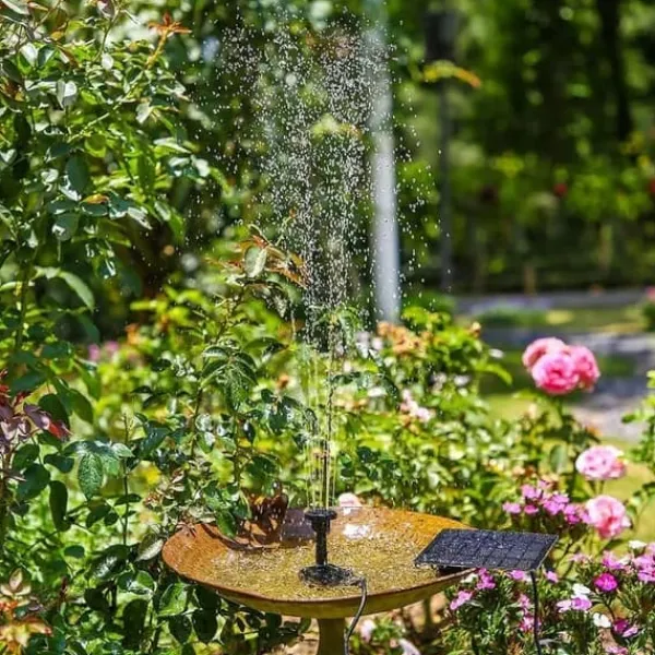 Lollanda Solar Powered Fountain – Solar vandpumpe med 6 dyser, til fuglebade, fiskedam og have Springvand & Damme