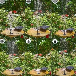 Lollanda Solar Powered Fountain – Solar vandpumpe med 6 dyser, til fuglebade, fiskedam og have Springvand & Damme