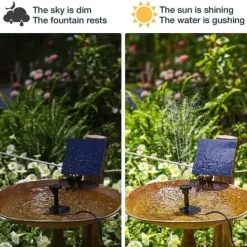 Lollanda Solar Powered Fountain – Solar vandpumpe med 6 dyser, til fuglebade, fiskedam og have Springvand & Damme
