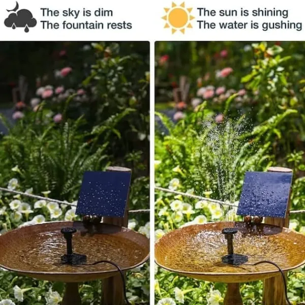 Lollanda Solar Powered Fountain – Solar vandpumpe med 6 dyser, til fuglebade, fiskedam og have Springvand & Damme