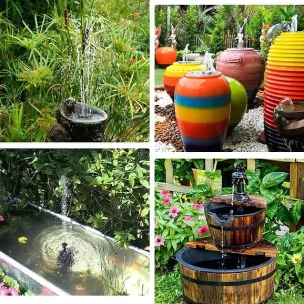Lollanda Solar Powered Fountain – Solar vandpumpe med 6 dyser, til fuglebade, fiskedam og have Springvand & Damme