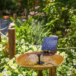 Lollanda Solar Powered Fountain – Solar vandpumpe med 6 dyser, til fuglebade, fiskedam og have Springvand & Damme