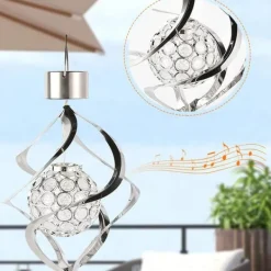Vinddekoration^Lollanda Solar Powered Wind Chime Lampe, Wind Chime med RGB, Wind Chime med Solar PV LED, IP65, Wind Chime Haven Dekoration Udendørs Belysning