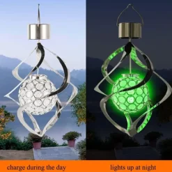 Vinddekoration^Lollanda Solar Powered Wind Chime Lampe, Wind Chime med RGB, Wind Chime med Solar PV LED, IP65, Wind Chime Haven Dekoration Udendørs Belysning