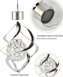 Vinddekoration^Lollanda Solar Powered Wind Chime Lampe, Wind Chime med RGB, Wind Chime med Solar PV LED, IP65, Wind Chime Haven Dekoration Udendørs Belysning