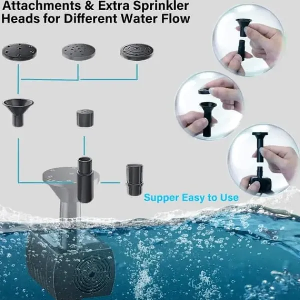 Springvand & Damme^Lollanda soldrevet springvandspumpe, hurtigt arbejdende, energieffektiv, nem at rengøre, til fuglebade, have og pool
