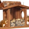 Til Fugle & Småvildt^Lollanda Squirrel Feeder – Udendørs Egernfoderstation, Træ Egernfoder, holdbar og nem at fylde, med aftageligt frontpanel