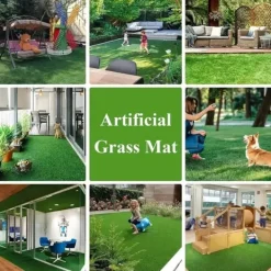 Lollanda Udendørs Kunstgræsplæne 0,5x2 m – 15 mm tyk, permeabel græsplæne til altan, have og terrasse, grøn kunstgræsplæne Haveduge
