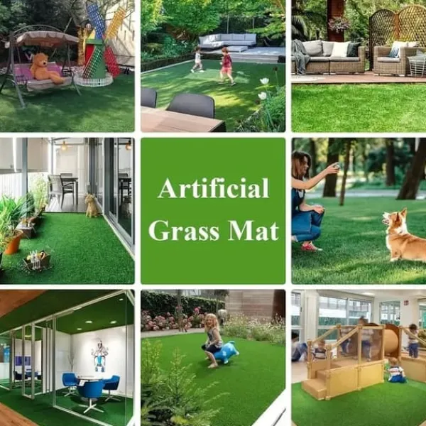 Lollanda Udendørs Kunstgræsplæne 0,5x2 m – 15 mm tyk, permeabel græsplæne til altan, have og terrasse, grøn kunstgræsplæne Haveduge
