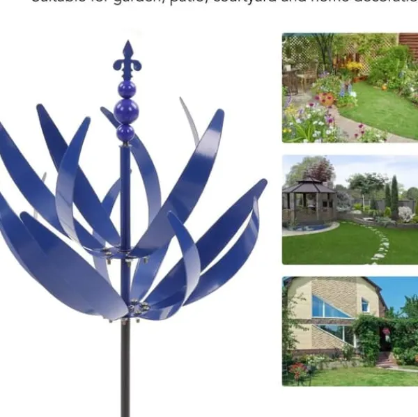 Vinddekoration^Lollanda Vindmølle til have, 3D Harlow, metalvindmøller til gård og have