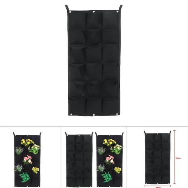 New Lomme Vertikale Filt Haveplante Dyrkningsbeholdere Væghængende Plantekasse 18 Lommer 100*50CM Krukker & Plantebeholdere