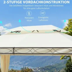 Luxuspavillon 3x4 m, creme – festtelt til have & terrasse Telte & Lysthuse