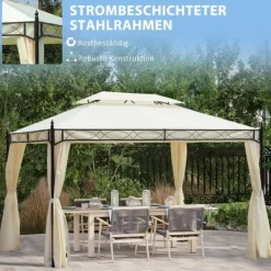 Luxuspavillon 3x4 m, creme – festtelt til have & terrasse Telte & Lysthuse