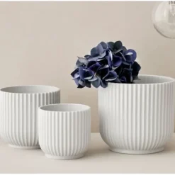 New Lyngby Flower Pot White, H 13cm - Lyngby Porcelæn Krukker & Plantebeholdere