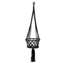 Krukker & Plantebeholdere^Macrame Planteholder - Sort - L