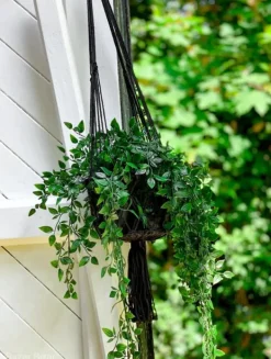 Krukker & Plantebeholdere^Macrame Planteholder - Sort - L