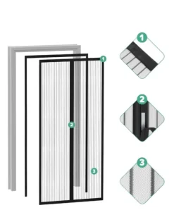 Insektmiddel & Dyreafvisende Middel^Magnetisk myggenet til døre uden boring mod insekter 90 x 210 cm