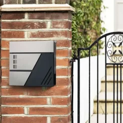 Postkasser & Brevindkast^Mailbox - vægbus med vindue - Van rustfrit stål - sølv / antracit