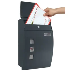 Postkasser & Brevindkast^Mailbox - Wall Letterbox - Låsbar - med visning af vinduer - med nøgle - sort