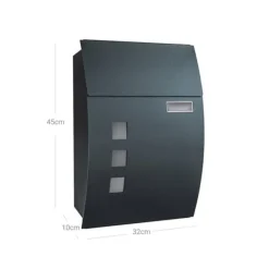 Postkasser & Brevindkast^Mailbox - Wall Letterbox - Låsbar - med visning af vinduer - med nøgle - sort