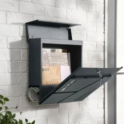 New Mailbox - Wall Letterbox - Med visningsvindue - med lås og nøgler - sort Postkasser & Brevindkast