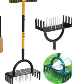 Discount Manuel plænelufter, ergonomisk håndtag, holdbar konstruktion - 2-i-1 værktøj med 16 pigge og 8 kerner Havemaskiner